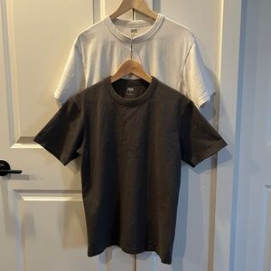 2 x UNIQLO U Crew Neck T-Shirts (Size S, White and Gray)